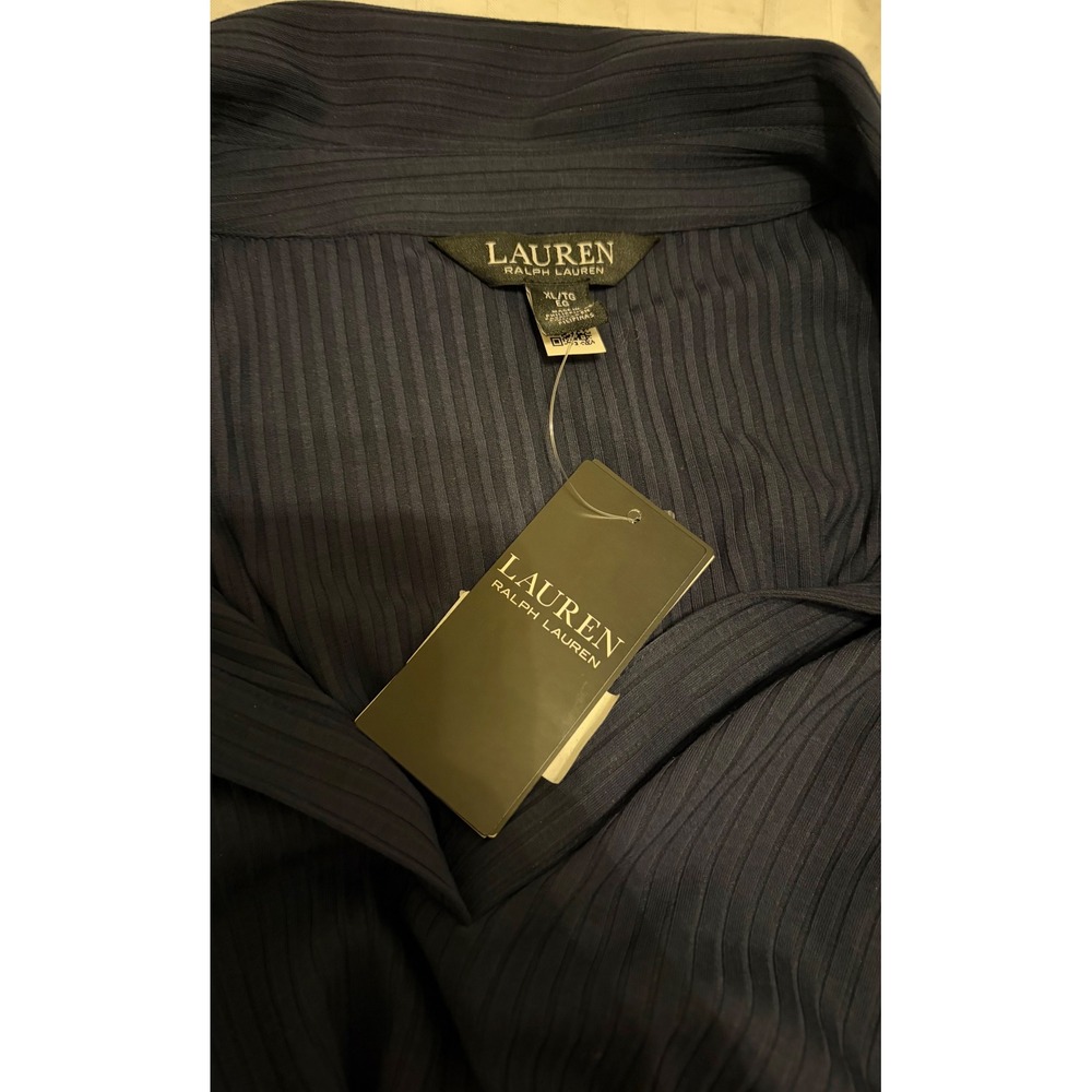 Lauren Ralph Lauren NWT Rib-Knit Elbow Sleeve Polo Midi Dress Navy XL - Picture 8 of 8
